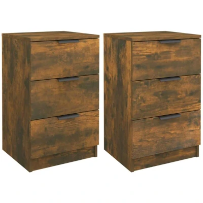 Image of vidaXL Bedside Cabinets 2 pcs Smoked Oak 40x36x65 cm