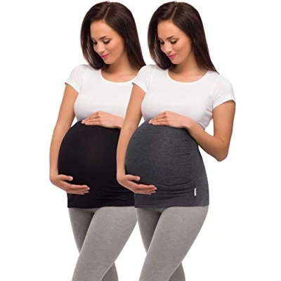 Image of Be Mammy Maternity Belly Band 04 2 Pack (Black + Dark Melange, M)