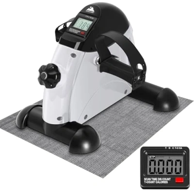 Image of EVOLAND Under Desk Bike Pedal Exerciser Leg Machine with Handle LCD Display, Sit Down Exercise Equipment for Home and Office Fitness Training