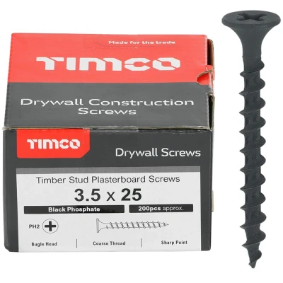 Image of 9x TIMCO Drywall Screws PH Bugle Coarse Thread Grey 00025DRYCS Pack of 200