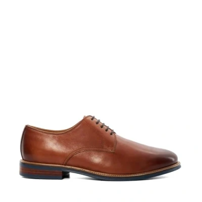 Image of Dune Mens Wide Fit STANLEYY Natural Wood Sole Gibson Shoes Size UK 9 Flat Heel Lace Up