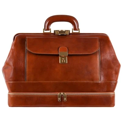Image of Time Resistance Full Grain Leather Doctor Bag Medical Vintage Style Briefcase