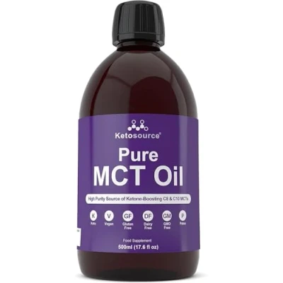 Image of Ketosource® Pure MCT Oil High Purity Source of Ketone Boosting C8 &amp; C10 MCTs Supports Keto Nutrition Fasting Vegan Safe Gluten Free 500ml Bottle