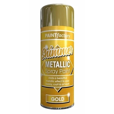 Image of AlezyB 2 x Metallic Shimmering Gold Spray Paint 200ml Multi Purpose Aerosol Use for Metal and Wooden Furniture, Ornaments, Decorative Items Much More Interior &amp; Exterior