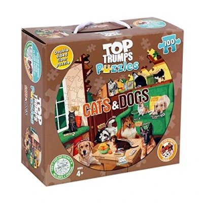 Image of Cats and Dogs 100 Piece Top Trumps Jigsaw Puzzle Game
