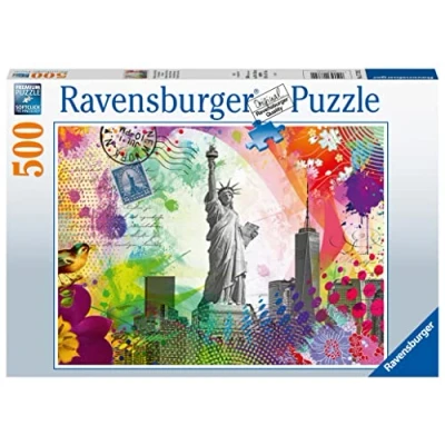 Image of Ravensburger New York City Postcard 500 Piece Jigsaw Puzzle for Adults and Kids Age 10 Years Up America, USA