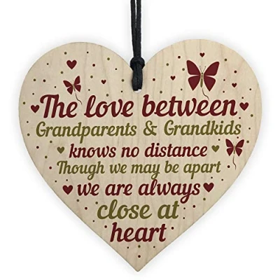 Image of RED OCEAN Nan And Grandad Gift Home Hanging Heart Plaque Grandparent Sign Grandma Grandpa Keepsake