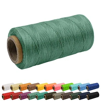 Image of Uiopa 1mm Waxed Thread, 260m 150D Flat Leather Sewing Hand Stitching Thread Cord for Craft, Bookbinding, Shoes Repairing, Green