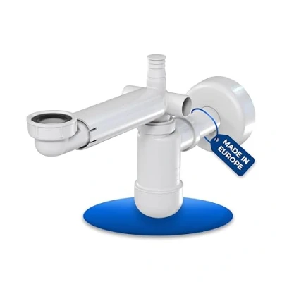 Image of LAXARA Telescopic Siphon for a Space Saving Sink 1 1/4 Inch White but also suitable with Connection. Includes Drain Connection the Dishwasher