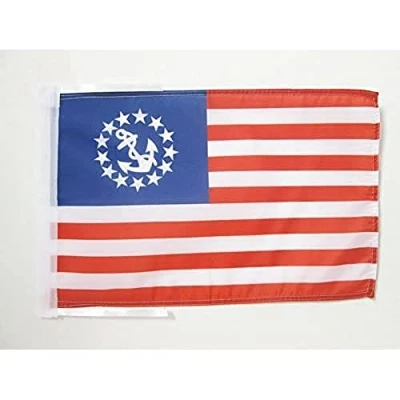 Image of AZ Flag US yacht Ensign 18&#039;&#039; x 12&#039;&#039; 100% Polyester american Small Banner with Two Cords Fade Resistant Vivid Colors 18x12 in 45x30 Cm