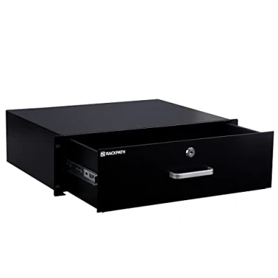 Image of RackPath 3U Rack Mount Drawer for 19 Inch AV/Network/DJ Equipment Racks or Cabinets with Lock and Key