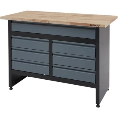 Image of BiGDUG Garage Drawer Cabinet Workbench Workshop Storage 842h x 1200w 600d mm 7x Black/Grey