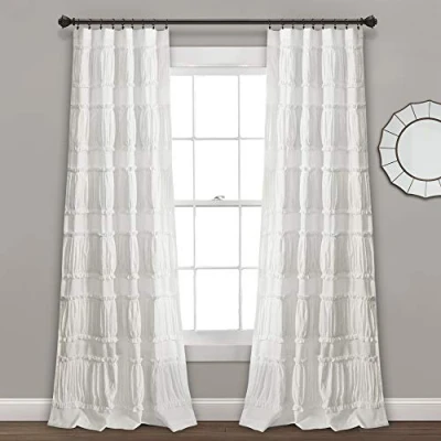Image of Lush Decor Nova Ruffle Window Curtain Panel Pair, 42&quot; W x 84&quot; L, White