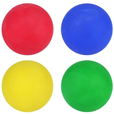 Image of HENBRANDT Hard Rubber Dog Balls Play n Shoot Red, Green, Yellow &amp; Blue Pack Of 12