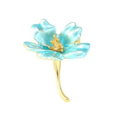 Image of Flower Brooch Pin for Women Blue Badge Party Office Floral Jewelry Gifts Plant Coat Wedding Woman