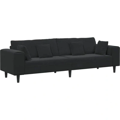Image of vidaXL Velvet Sofa with Cushion Pillow Black