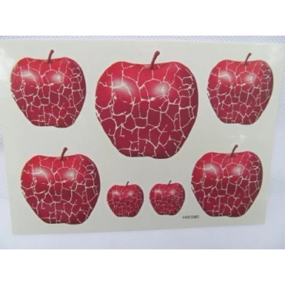 Image of TT: red Apple Temporary Tattoos, Mens ladies Quality Fashion Arty Fruit shiny broken cracked mosaic apples by Fat catz copy