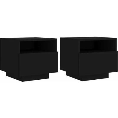 Image of vidaXL Bedside Cabinets with LED Lights 2 pcs Black 40x39x37 cm