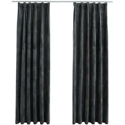 Image of vidaXL Blackout Curtains 2 pcs with Hooks Velvet Anthracite 140x225 cm