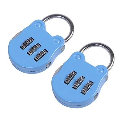 Image of Eagle 3 Digit Combination Padlock, Luggage Lock, Resettable Code Small, Ideal for Suitcase, Lockers, Portable, 2 Pack (Blue)