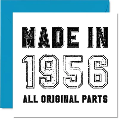 Image of 68th Birthday Card for Men Women Him Her Made in 1956 All Original Parts Funny Sixty Eight Eighth Grandad Nan Grandma Mum Dad, 145mm x Humour Greeting Cards