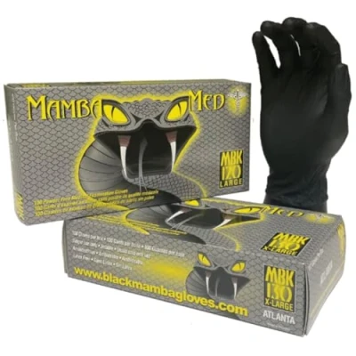 Image of Mamba Med Black Nitrile Disposable Gloves, Extra Large, Black, 100 Gloves