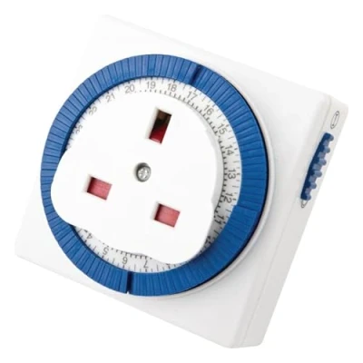 Image of STATUS Timer Switch Square 24 Hour Segment Light White UK Plug S24HRSQT3