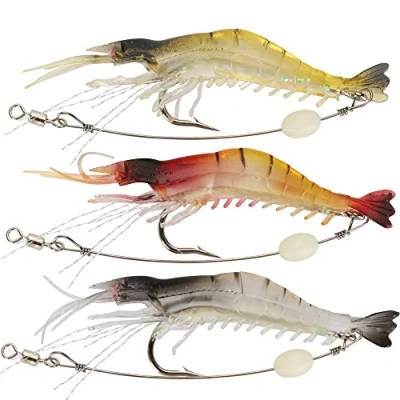 Image of Goture Soft Plastic Lures Artificial Bait Luminous Shrimp Fishing Lure Mixed Color Spinner Crank with Hook Tackle 3.35&quot; 0.013lb