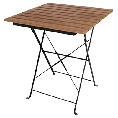 Image of Bolero Faux Wood Bistro Table Square 600mm Powder Coated Steel and Polywood