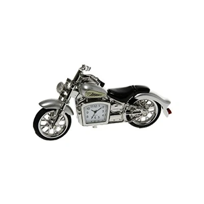Image of MINIATURE SILVER CLASSIC MOTORBIKE NOVELTY QUARTZ CLOCK BOXED