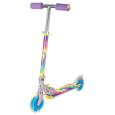 Image of OzBozz TIE DYE SCOOTER WITH FLASHING WHEELS, rainbow