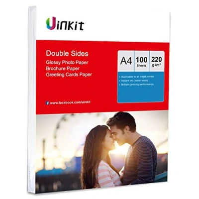 Image of A4 Double Sided High Glossy Photo Paper Inkjet 220Gsm Uinkit 100sheets for Printing Only