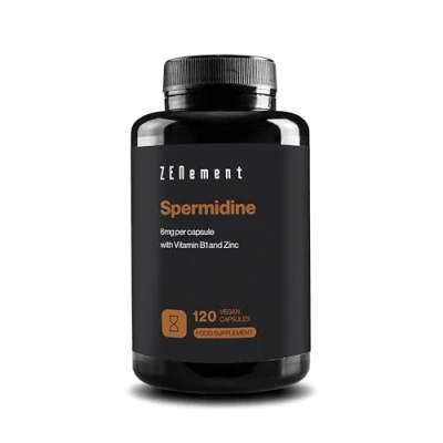 Image of Spermidine 2 mg per Capsule with Vitamin B1 and Zinc High Dosage 180 Vegan Capsules Anti Ageing, Healthy Ageing 100% Natural Wheat Germ Extract Additive Free, Non GMO