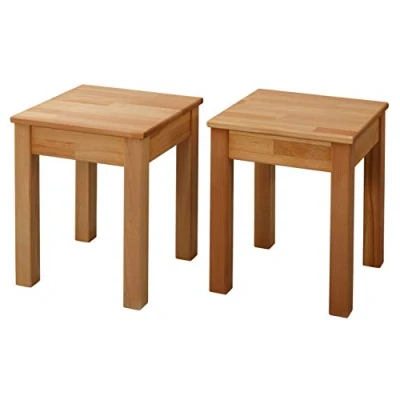 Image of Krok Wood Tomas Solid Stool Durable and Sturdy Square Dining Chair Mounting Hardware Included (Beech, 35x35x45 cm) (Set of 2)