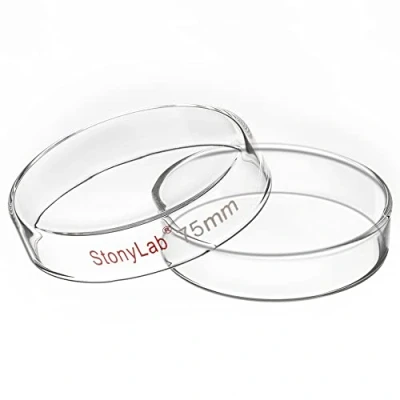 Image of stonylab Glass Petri Dish, 75x15 mm Autoclavable Borosilicate Cell Culture Dish with Clear Lid for Laboratory