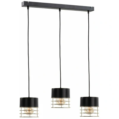Image of Royal Bar Pendant Ceiling Light Black, 60cm, 3x E27