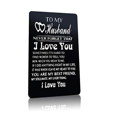 Image of Anniversary Card Gifts for Husband Engraved Wallet Insert Him Valentines Day Christmas Birthday