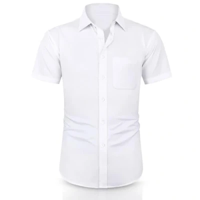 Image of ND Boys Half Sleeve School Shirt Classic Fit, Easy Iron, Soft Cotton Blend, Uniform for White (UK, Alpha, One Size, Regular, 17.5&quot; Neck Year [19 20], Pack 1)