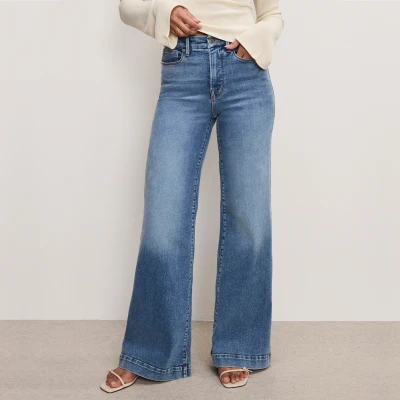 Image of Good American Waist Palazzo Light Compression Jeans US 10/UK 14