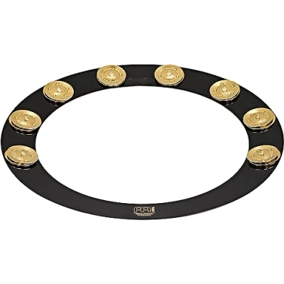 Image of Meinl Percussion Backbeat Pro Tambourine Accessory for Drums with 14 inch Diameter Brass Alloy / Brass, Black Gold (BBP14)