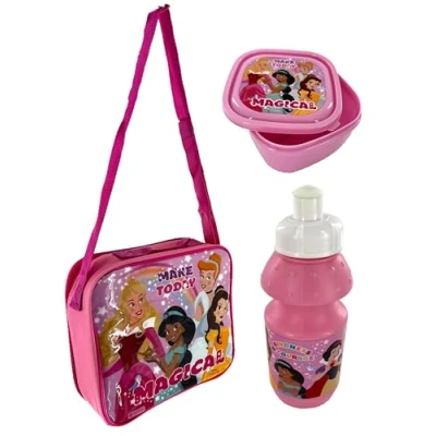 Image of TDL Disney Princess 3Pc Lunch Set, Bag, Drink Bottle, Sandwich Box,, 810817