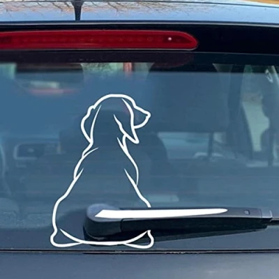 Image of Dog with Tail Decal Transfer Wiper, Back Wiper Decal, Car Windshield Sticker, Window Decals Dogs Sticker
