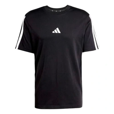 Image of adidas Men&#039;s Essentials Three Stripes Single Jersey TEE, Black/White, M