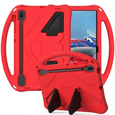 Image of Tablet Case For Samsung Galaxy Tab S7+/S7 Plus/S7 FE SM T970/T975/T976/T978/T730/T733/T735/T736/T738 Kids Friendly Lightweight Shockproof Cover with Handle Stand Red