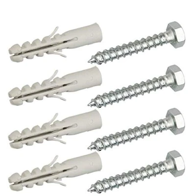Image of K M Electronics® 4 X Heavy Duty Coach Bolts &amp; RAW Plugs M10 M8 50MM Aerial Sky Dish Wall Bracket