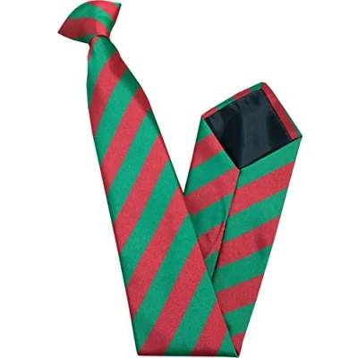 Image of Men&#039;s Striped Clip On Tie (Red &amp; Green Stripe)