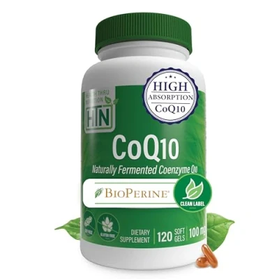 Image of CoQ10 w/BioPerine 100mg 120 Softgels High Absorption, Non GMO, Soy Free, 100% Natural Coenzyme Q 10