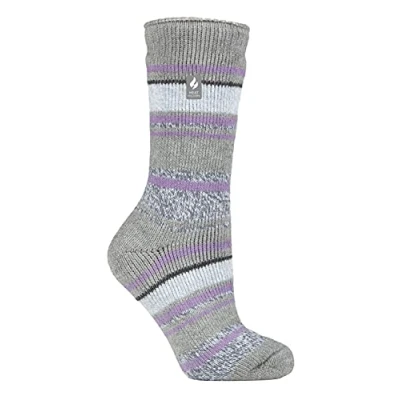 Image of HEAT HOLDERS Ladies Thermal Socks for Winter Outdoor &amp; Indoor Cuddly Fluffy Gifts Women (4 7, Grey (Palma))