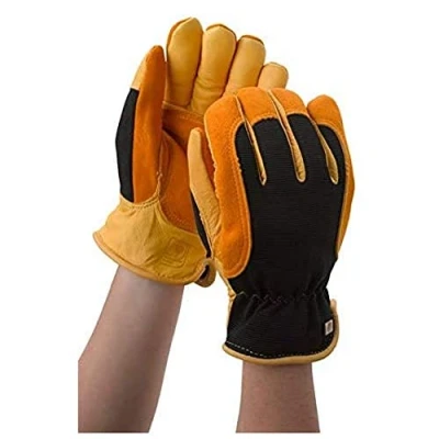 Image of Gold Leaf WINTER TOUCH Deluxe Deerskin Leather Waterpoof Warm RHS Gardening Gloves Ladies Size Great Gift