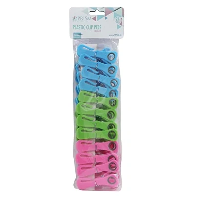 Image of JVL Prism Plastic Clip Pegs with Hooks, Pack of 24